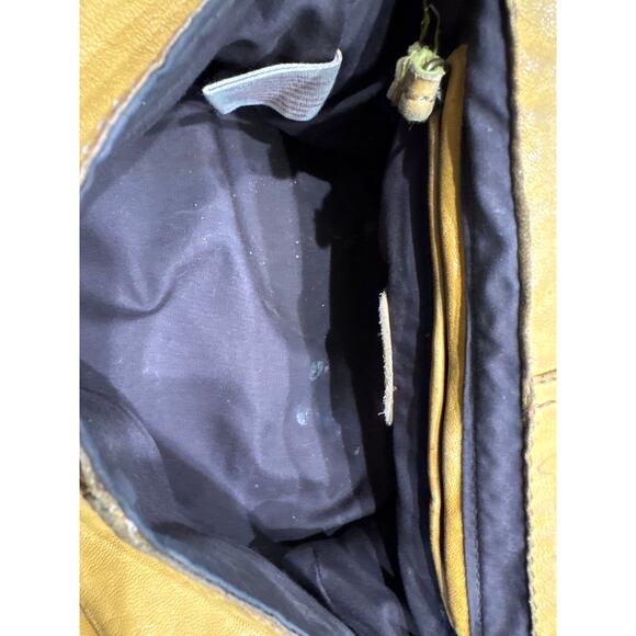 100% Lamb Skin RARE Vtg LUCKY Brand.Stash Bag Distressed ItalianLeather Flower - Picture 10 of 12